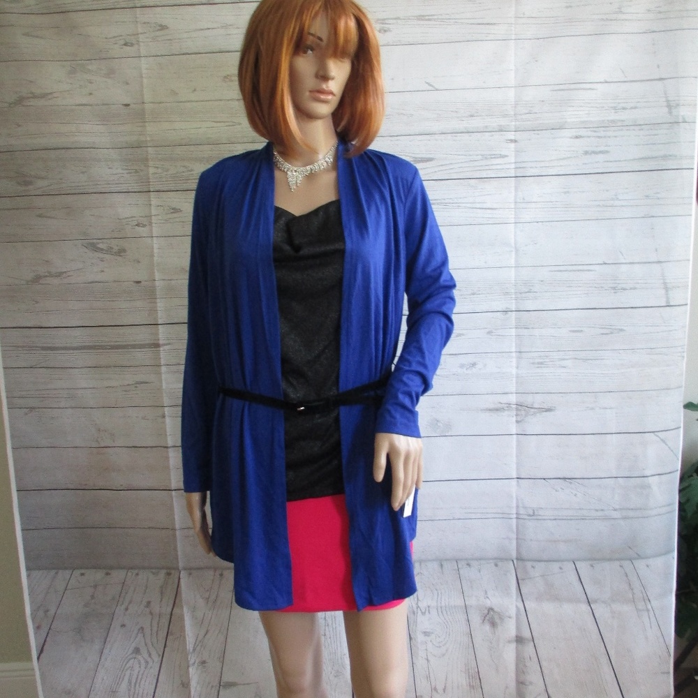 NWT - AB STUDIO 2fer belted knit top - sz M - MSRP $48.00